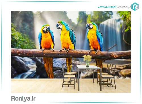 پوستر دیواری سه بعدی طوطی کد: AN050 2 پوستر دیواری سه بعدی طوطی کد: AN050