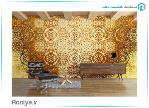 پوستر دیواری سه بعدی منشور طلایی کد AB-053 2 پوستر دیواری سلطنتی طلایی