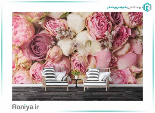 پوستر دیواری سه بعدی گلهای صورتی کد NT-147