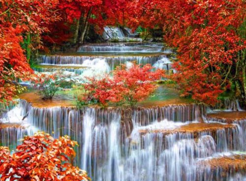 پوستر دیواری سه بعدی آبشار پاییزی کد NT-153 3 پوستر دیواری سه بعدی آبشار پاییزی کد NT-153