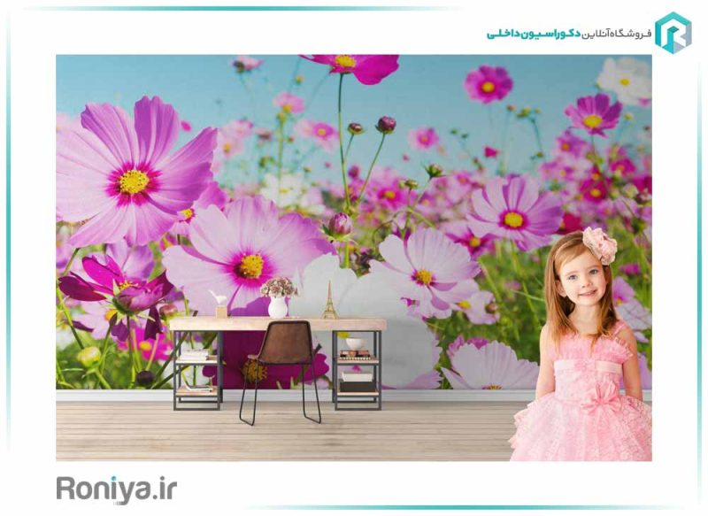 پوستر دیواری سه بعدی گلهای بنفش کد NT-154