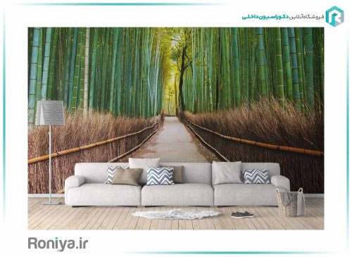 پوستر دیواری سه بعدی جاده بامبو کد NT-156 2 قیمت پوستر دیواری برای پذیرایی