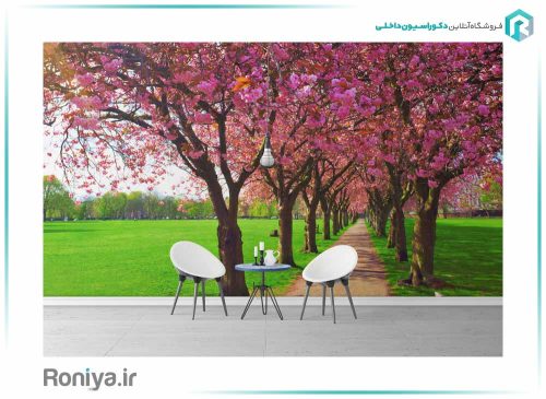 پوستر دیواری سه بعدی شکوفه های صورتی کد NT-157 2 پوستر دیواری سه بعدی شکوفه های صورتی کد NT-157