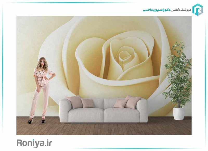 پوستر دیواری سه بعدی رز سفید کد NT-171