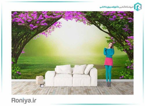 پوستر دیواری سه بعدی طاق گل بنفش کد NT-181 2 پوستر دیواری سه بعدی طاق گل بنفش کد NT-181