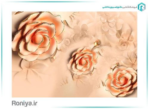 پوستر دیواری سه بعدی گل کرم صورتی کد: 3ِِDF146