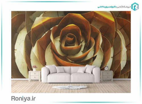 پوستر دیواری سه بعدی رز طلایی کد LX-055 2 پوستر دیواری طرح گل رز