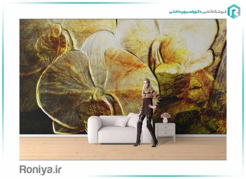 پوستر دیواری سه بعدی گل ارکیده کد LX-053 2 پوستر دیواری رنگ ارغوانی