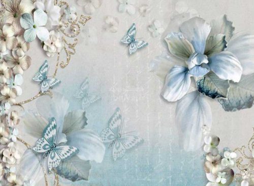 پوستر دیواری سه بعدی طرح گل و پروانه آبی فیروزه ای کد 3Df_244 2 پوستر دیواری سه بعدی طرح گل و پروانه آبی فیروزه ای کد 3Df_244