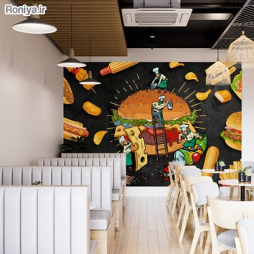 پوستر سه بعدی فست فود طرح برگر 2 خرید پوستر سه بعدی فست فود طرح برگر