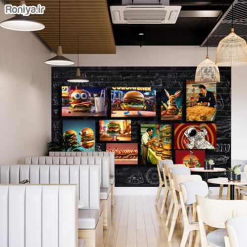 پوستر دیواری فست فود سه بعدی همبرگر 2 خرید پوستر دیواری فست فود سه بعدی همبرگر