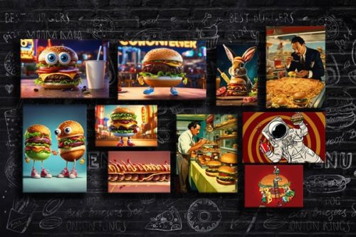 پوستر دیواری فست فود سه بعدی همبرگر 3 فروش پوستر دیواری فست فود سه بعدی همبرگر