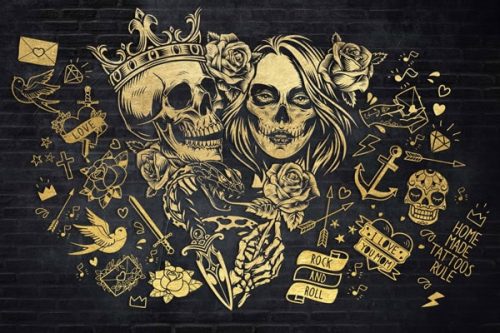 پوستر دیواری طرح تتو اسکلت 2 خرید پوستر دیواری طرح تتو اسکلت