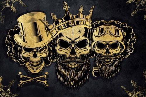 پوستر دیواری طرح تتو اسکلت مشکی طلایی 2 خرید پوستر دیواری طرح تتو اسکلت مشکی طلایی