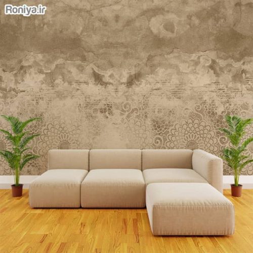 پوستر دیواری طرح پتینه قهوه ای