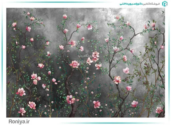 پوستر دیواری گل های صورتی کد 3DF-015