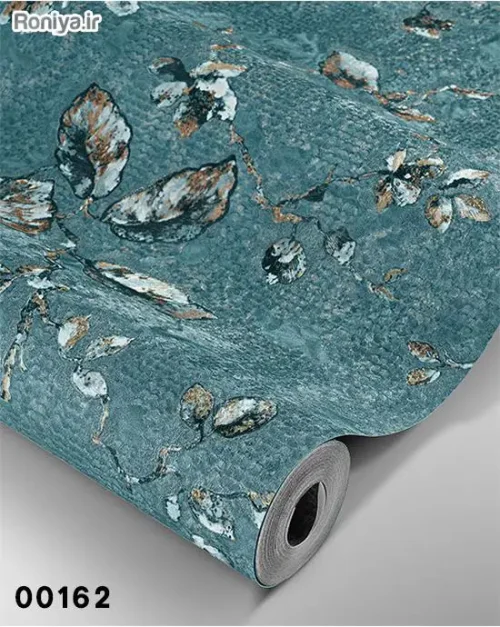 کاغذ دیواری سبزآبی طرح شکوفه