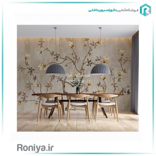 پوستر گل با زمینه پتینه کرم 3DF-579 2 پوستر گل با زمینه پتینه کرم 3DF-579