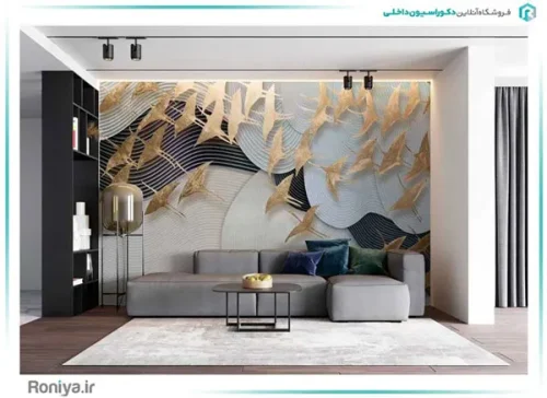 پوستر دیواری سه بعدی پرنده طلایی کد 3DF-040