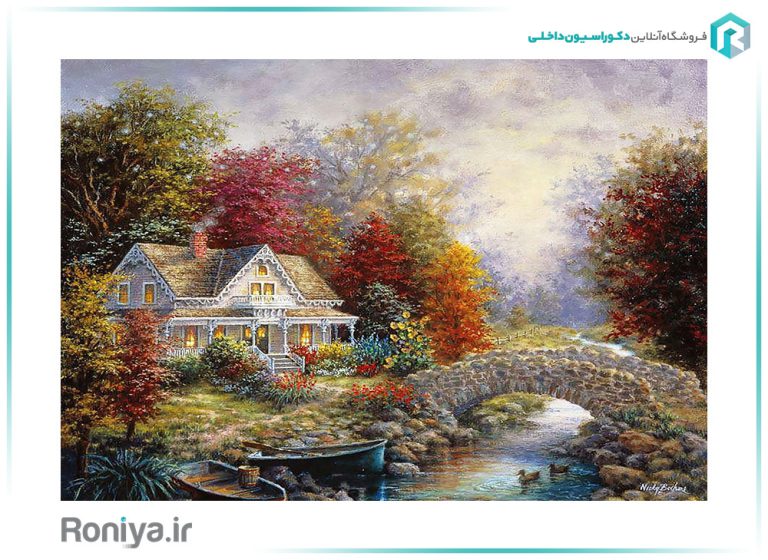 پوستر دیواری سه بعدی هنری کلبه پاییزی کد RT-001