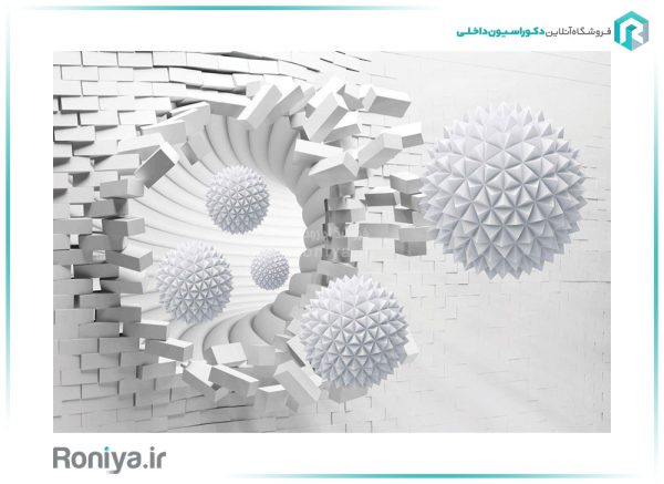 پوستر دیواری سه بعدی توپ های سفید کد 3D-098