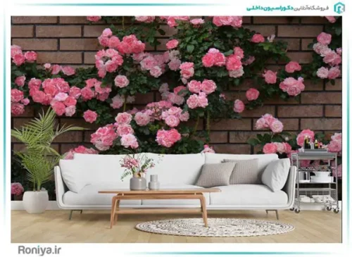 پوستر دیواری سه بعدی گل های صورتی کد RT-068 2 پوستر دیواری سه بعدی گل های صورتی کد RT-068