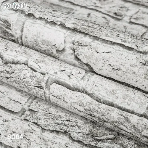 کاغذ دیواری طرح آجر طوسی سفید کد 6064