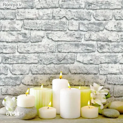 کاغذ دیواری طرح آجر طوسی سفید کد 6064