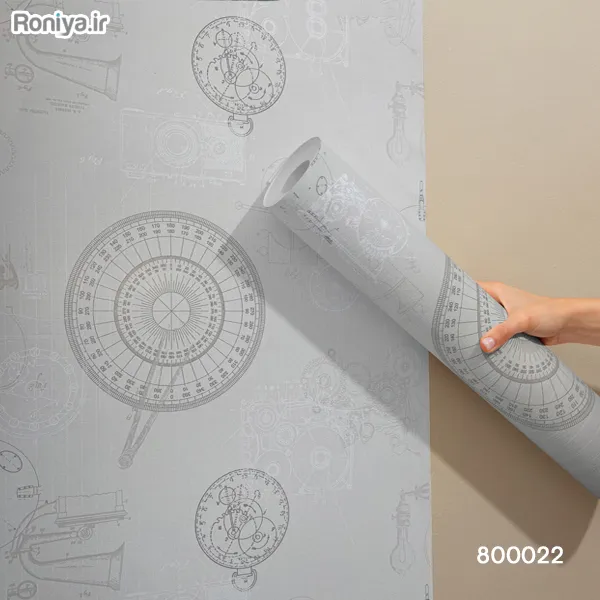 کاغذ دیواری طرحدار طوسی مدرن اتاق