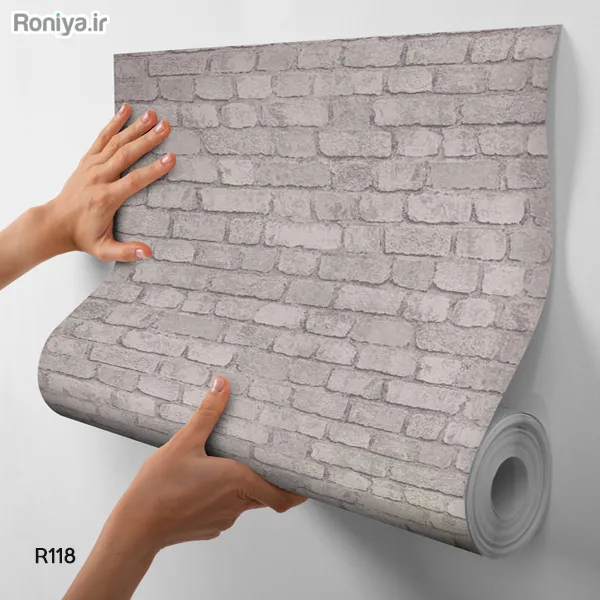 کاغذ دیواری طرح آجر نقره ای