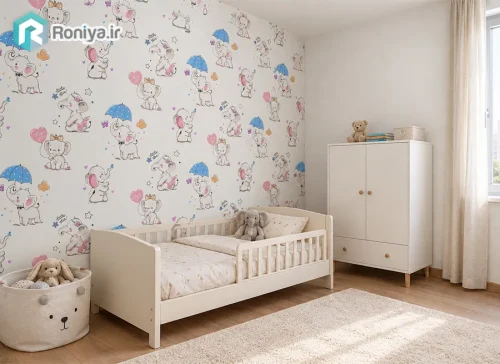 ست کاغذ دیواری کودک فیل ساده