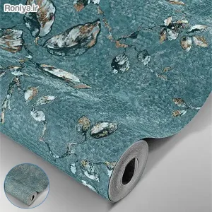 کاغذ دیواری طرح شکوفه سبزآبی