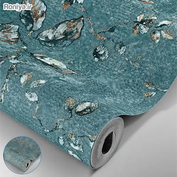 کاغذ دیواری طرح شکوفه سبزآبی