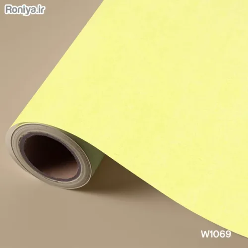 کاغذ دیواری ساده زرد رنگ (8 رنگ) 6 کاغذ دیواری ساده لیمویی روشن W1069