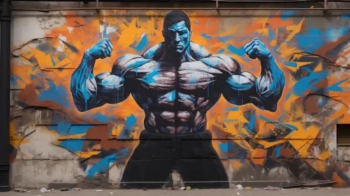 پوستر دیواری گرافیتی طرح مرد عضلانی 2 پوستر دیواری گرافیتی طرح مرد عضلانی