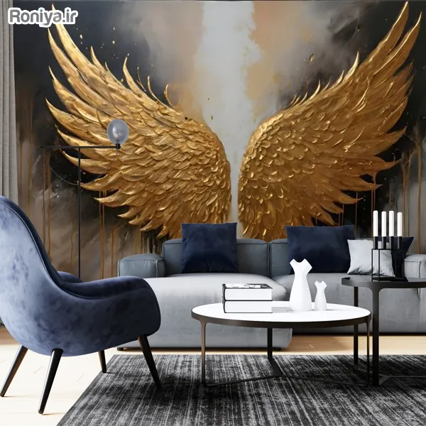 پوستر دیواری لوکس طرح بال طلایی