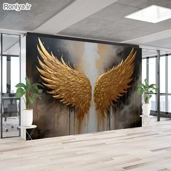 پوستر دیواری لوکس طرح بال طلایی