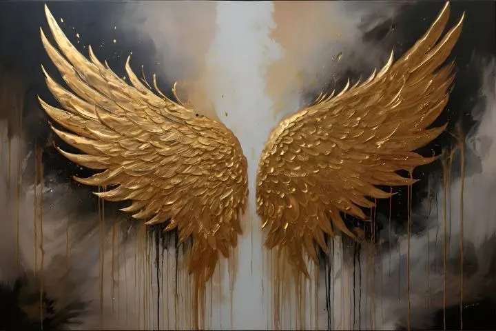 پوستر دیواری لوکس طرح بال طلایی