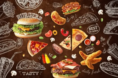 پوستر دیواری فست فود سه بعدی