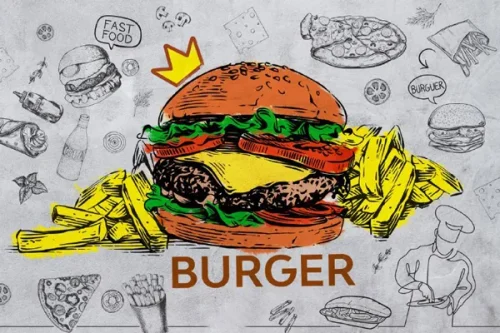 پوستر دیواری فست فود همبرگر 2 پوستر دیواری فست فود همبرگر