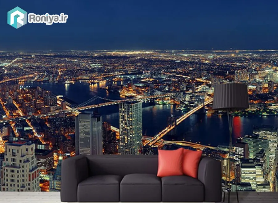 پوستر دیواری سه بعدی طرح شهر نیویورک در شب 1 پوستر دیواری سه بعدی طرح شهر نیویورک در شب