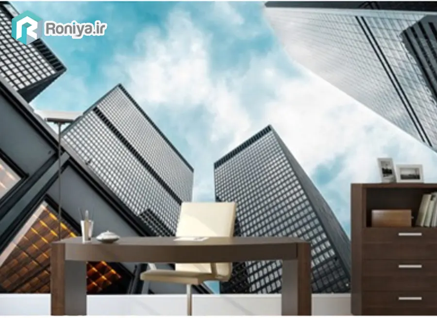 پوستر دیواری طرح ساختمانهای مدرن و آسمان 1 پوستر دیواری طرح ساختمانهای مدرن و آسمان