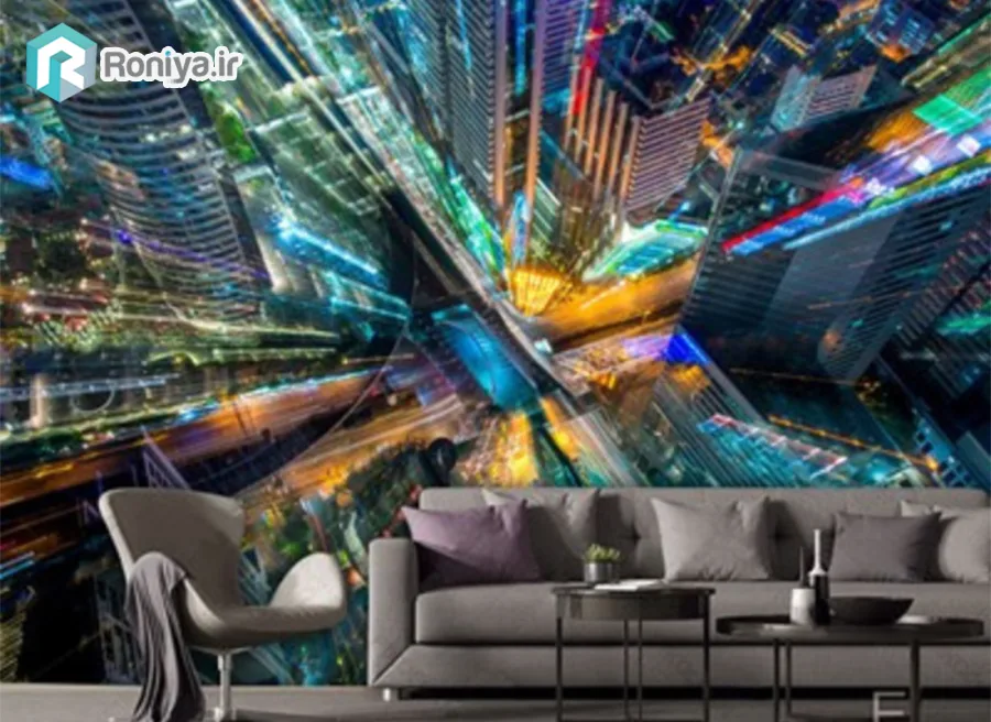 پوستر دیواری طرح شهر مدرن در شب 1 پوستر دیواری طرح شهر مدرن در شب