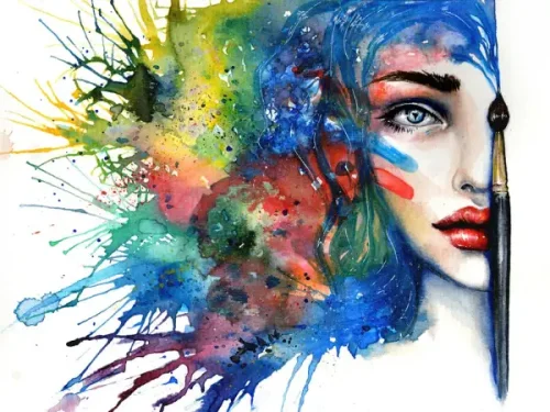 پوستر دیواری کلینیک زیبایی طرح چهره آبرنگی