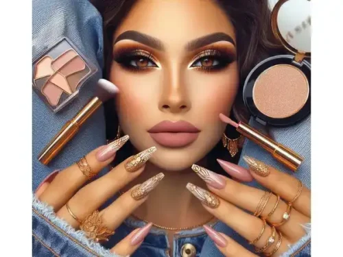 پوستر دیواری سه بعدی طرح میکاپ و ناخن