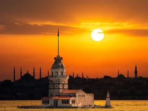 پوستر دیواری برج دختر ترکیه نمای غروب