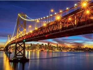 پوستر دیواری سه بعدی طرح پل سانفرانسیسکو در غروب