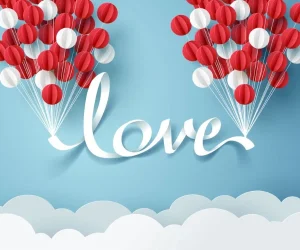 پوستر دیواری عاشقانه قلبی با نوشته Love