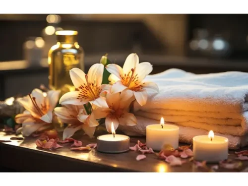 پوستر دیواری ماساژ طرح گل شمع