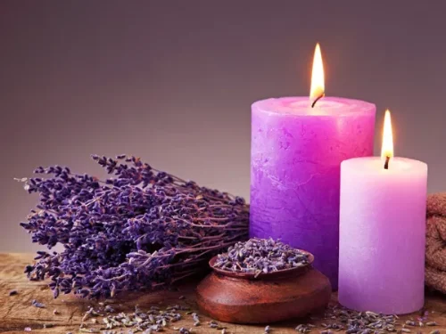 پوستر دیواری ماساژ طرح شمع بنفش
